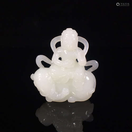 A HETIAN JADE ORNAMENT OF STORY SHAPED