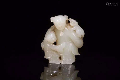 A HETIAN JADE ORNAMENT OF STORY SHAPED