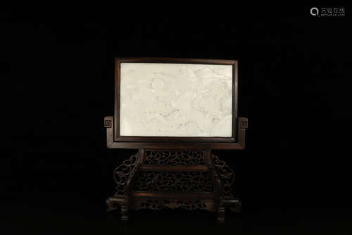 A HETIAN JADE SCREEN WITH STORY PATTERN