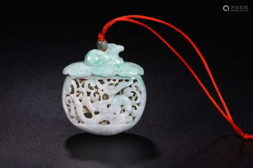 A JADEITE PENDANT WITH STORY CARVING