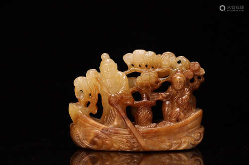 A HETIAN JADE ORNAMENT OF BOAT SHAPED