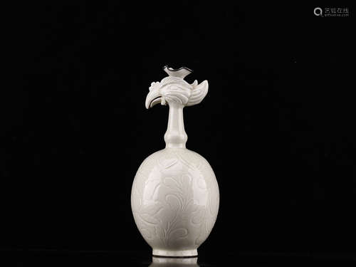 A DING KILN SILVER FILLED CHICKEN VASE