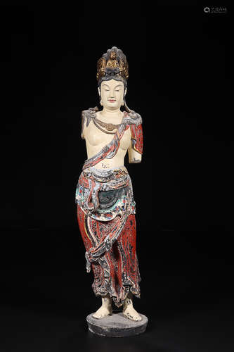 A COLORFUL WOOD GUANYIN