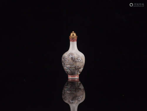 17-19TH CENTURY, A SNOWSCAPE DESIGN SNUFF BOTTLE, QING DYNASTY.