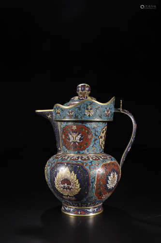A CLOISONNE POT WITH MITRAL HAT