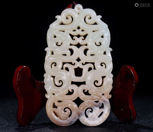 A HETIAN JADE PENDANT OF TIGER PATTERN