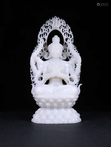 A HETIAN JADE GUANYIN SHAPED ORNAMENT