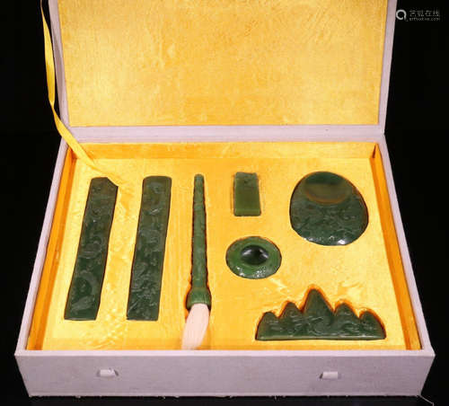 A SET OF HETIAN&JASPER FOUR TREASURES