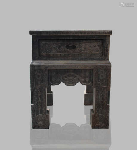 A SMALL ZITAN WOOD TEA TABLE