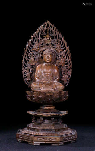 A ZITAN WOOD BUDDHA ORNAMENT