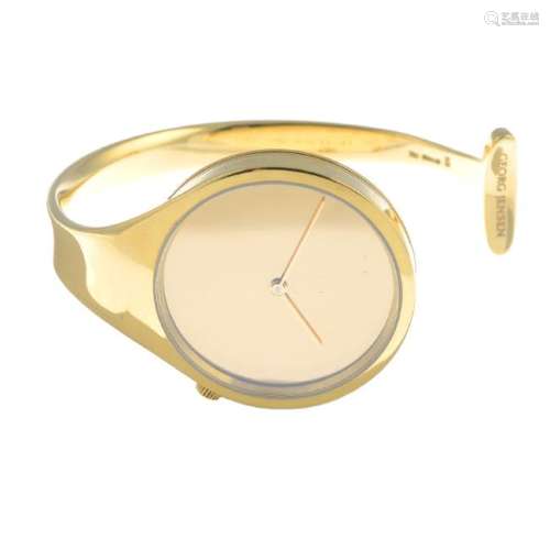GEORG JENSEN - an 18ct gold 'Vivianna' bracelet watch.