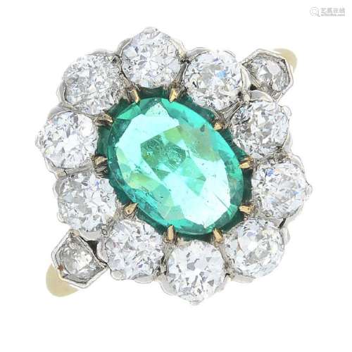 An early 20th century 18ct gold Colombian emerald and