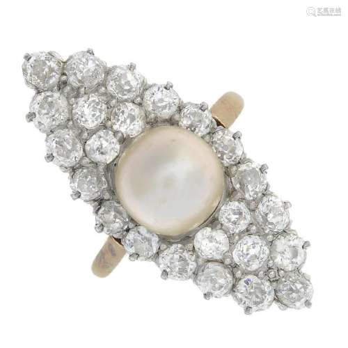 An early 20th century 18ct gold natural pearl and