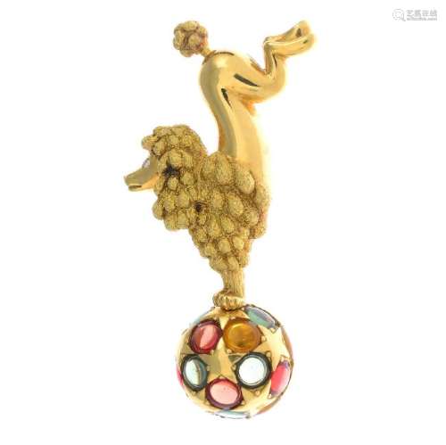 CHAUMET - an 18ct gold brooch. Designed as a circus