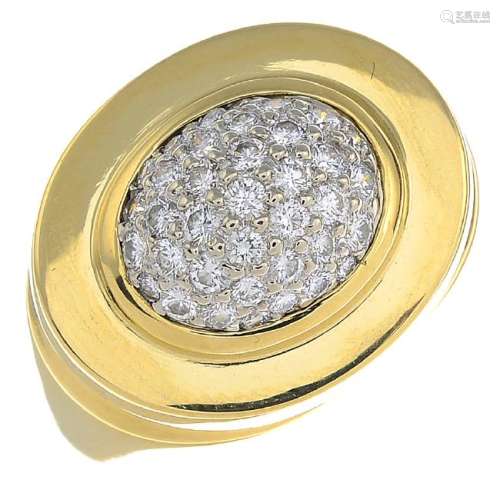 TIFFANY & CO. - an 18ct gold diamond ring. The pave-set