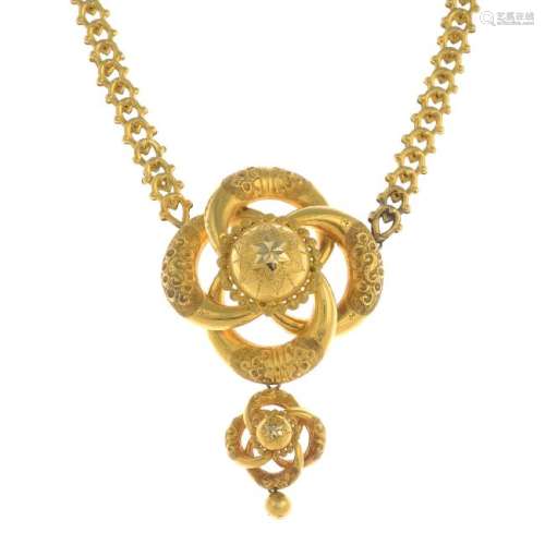 A mid 19th century Austrian 18ct gold necklace.