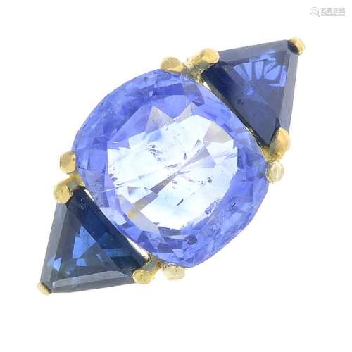 An 18ct gold Sri Lankan sapphire and sapphire