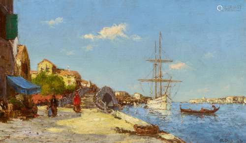 Dupart, Albert Ferdinand1882 - 1974Segelschiff in der Lagune vor Venedig. Öl auf Leinwand. 27,5 x