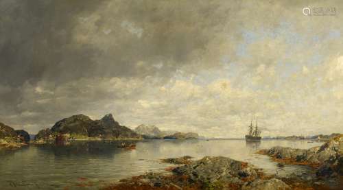 Rasmussen, Georg Anton1842 Stavanger - 1914 BerlinFjordlandschaft. Öl auf Leinwand. Doubliert. 105 x