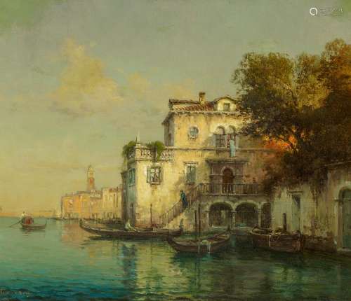 Bouvard, Antoine1870 Saint-Jean-de-Bournay - 1956 ParisGondeln vor Venedig. Öl auf Leinwand. 38,5