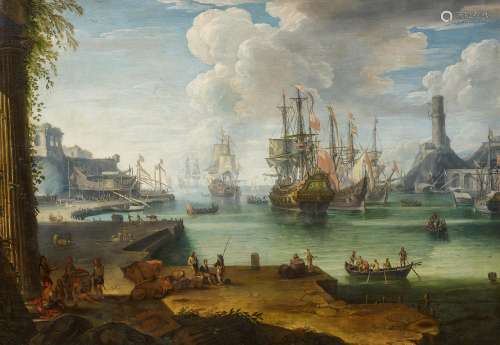 Eisman, Johann Anton1604 Salzburg - 1698 Venedig - zugeschriebenWeitläufige Hafenszene. Englische