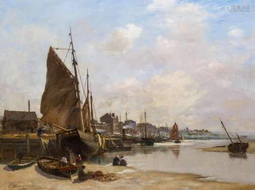 Maris, Jacobus Hendricus1837 Den Haag - 1899 KarlsbadHolländische Gracht mit anliegenden Booten.