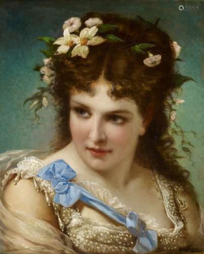 Aussandon, Joseph Nicolas Hippolyte1836 Paris - 1891 La Garenne-ColombesDamenportät mit Blumen im
