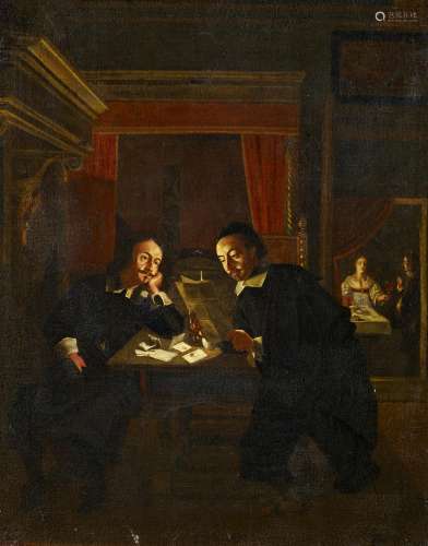 Heimbach, WolfgangÖvelgönne 1613 - 1678 - UmkreisInterieur mit Briefe lesenden Herren. Öl auf