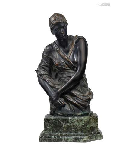 Klinger, Max1857 Leipzig - 1920 Großjena/ NaumburgKassandra. Halbfigur. Bronze. Höhe: mit Sockel