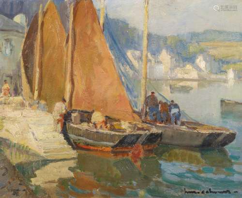 Cahours, Henri Maurice1889 - 1974Bretagne. Hafen von Concarneau. Öl auf Holz. Auf Holz gelegt. 34