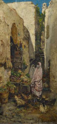 Chataud, Marc Alfred1833 Marseille - 1908 AlgierNordafrikanischer Gemüsemarkt. Öl auf Leinwand.
