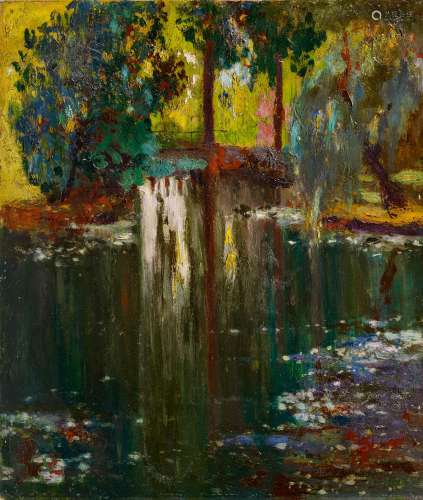 Ruiz Morales, Francisco1872 - 1944Retiro Park in Madrid. Öl auf Platte. 43 x 36,5cm. Schwach
