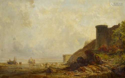 Eschke, HermannBerlin 1823 - 1900Blick auf die Außenbefestigung des Mont-Saint-Michel. Öl auf