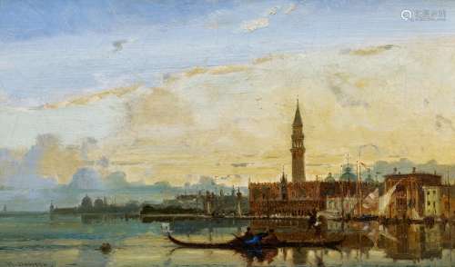 Duvieux, HenriParis 1855 - 1902Bacino San Marco mit Blick auf den Dogenpalast. Öl auf Leinwand. 17 x