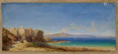 Blechen, Karl1798 Cottbus - 1840 Berlin - NachfolgeDer Golf von Neapel. Öl auf Papier. Auf Karton