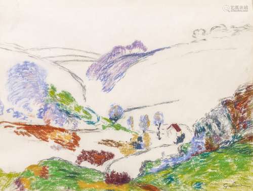 Guillaumin, ArmandParis 1841 - 1927Französische Landschaft. Studie. Pastellkreide auf Papier.