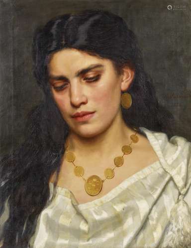 Volkmar, AntonieBerlin 1827 - 1903Porträt einer jungen Dame. Öl auf Leinwand. 56 x 43,5cm.