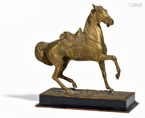 Russischer Meister - um 1850Gesattelter Hengst. Bronze, feuervergoldet. Höhe: 30cm. Erläuterungen