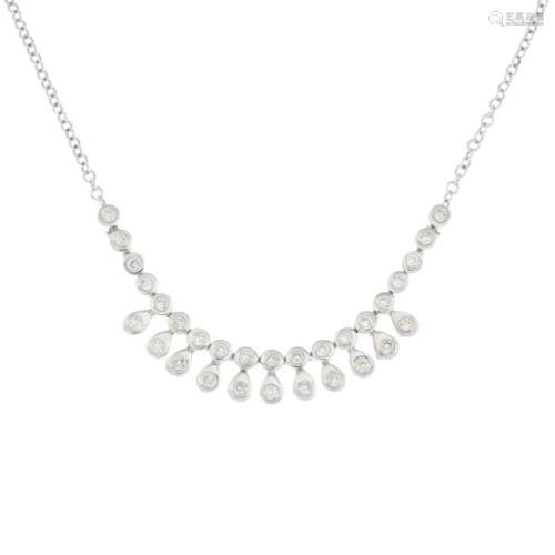 A diamond necklace. The front designed as a