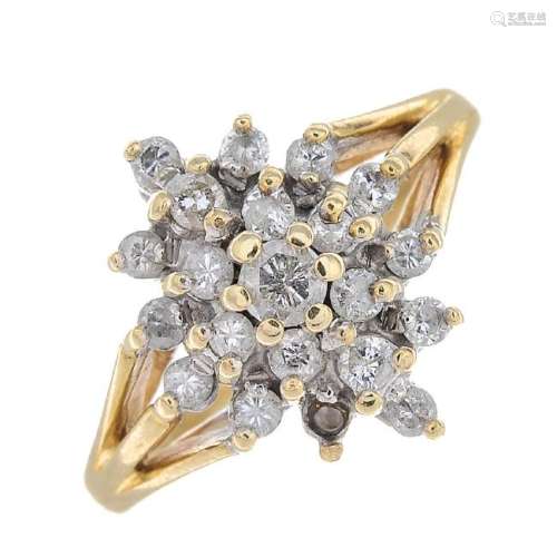 A 9ct gold diamond ring. Designed as a brilliant-cut