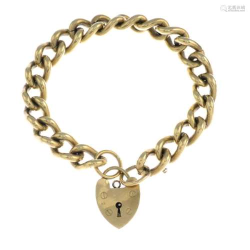 (54170) A 9ct gold bracelet. The 9ct gold curb-link