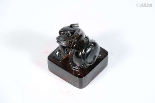 A Chinese Carved Crystal Rock Seal
