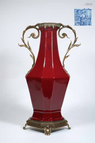 A Chinese Red Glazed Porcelain Vase