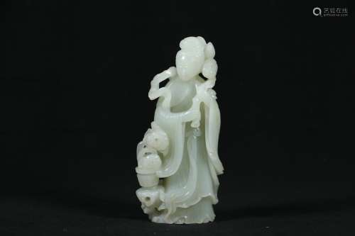 A Chinese Carved Jade Figure of Lady