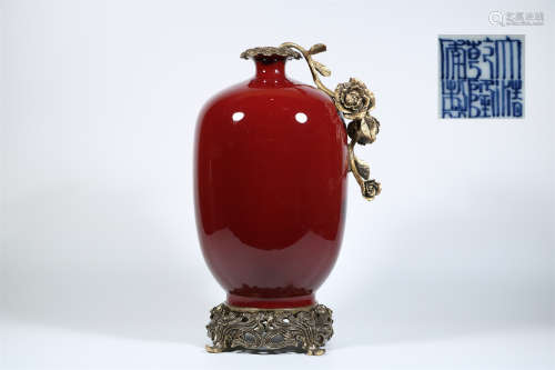 A Chinese Red Glazed Porcelain Vase