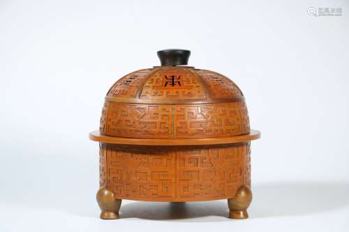 A Chinese Carved Bamboo Incense Burner