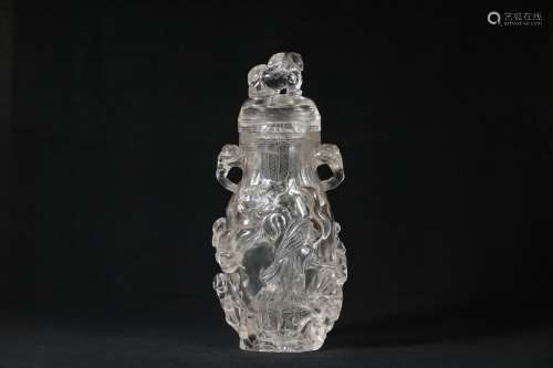 A Chinese Carved Crystal Rock Vase