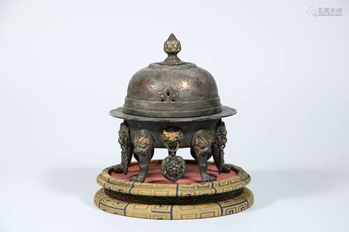 A Chinese Silver Incense Burner