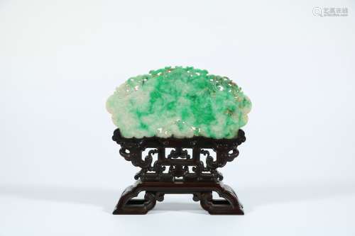 A Chinese Carved Jade Table Screen