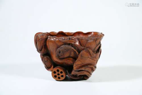 A Chinese Carved Huangyang Cup